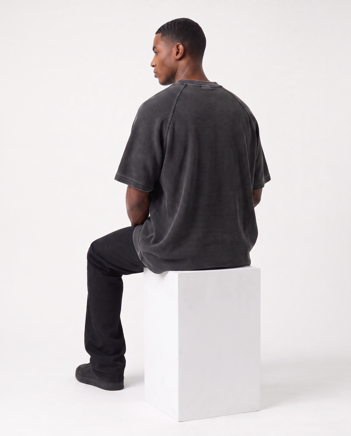 KICKD Essential Washed Black Oversized T-Shirt | Premium Heavyweight Cotton