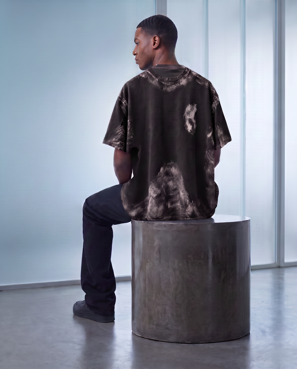 KICKD Acid Wash Oversized T-Shirt – Washed Black