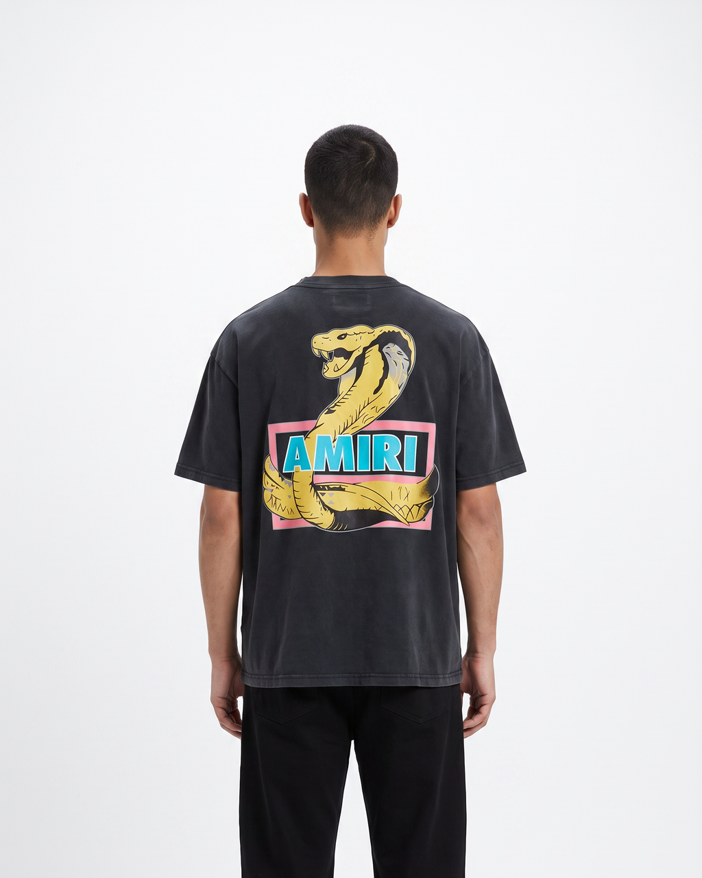 AMIRI Snake Graphic Oversized T-Shirt – Washed Black