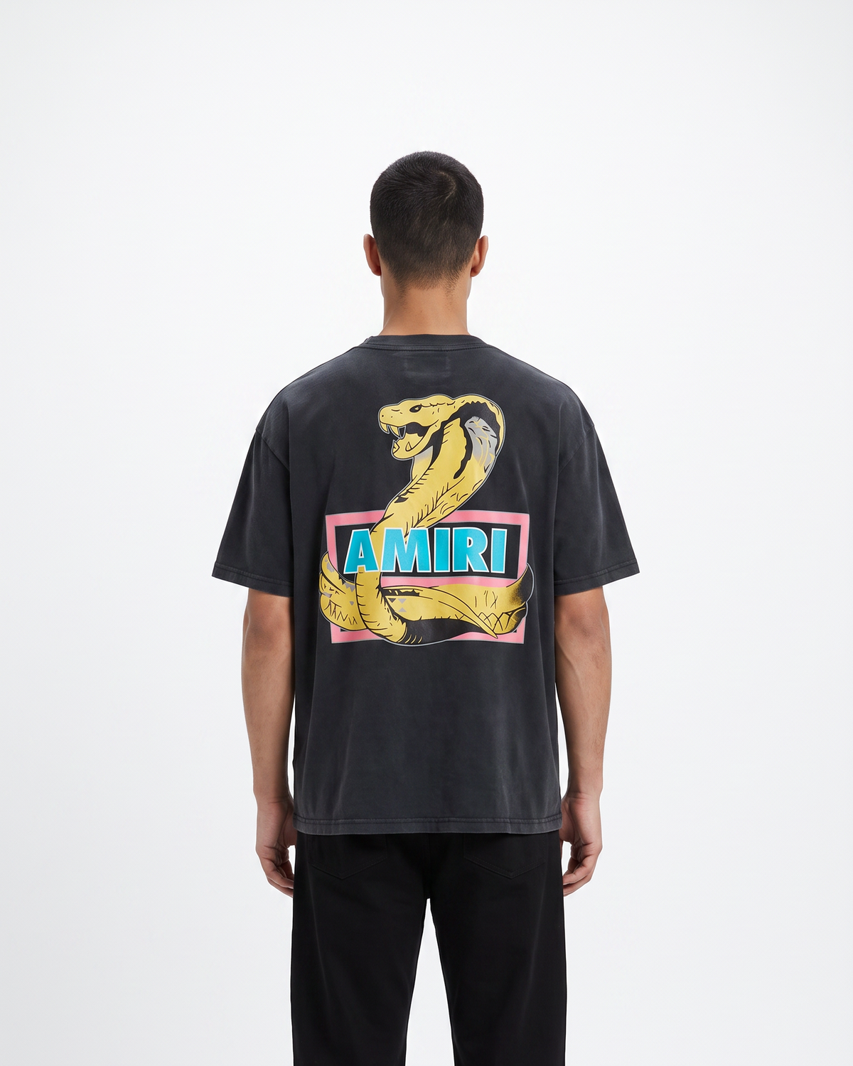 AMIRI Snake Graphic Oversized T-Shirt – Washed Black