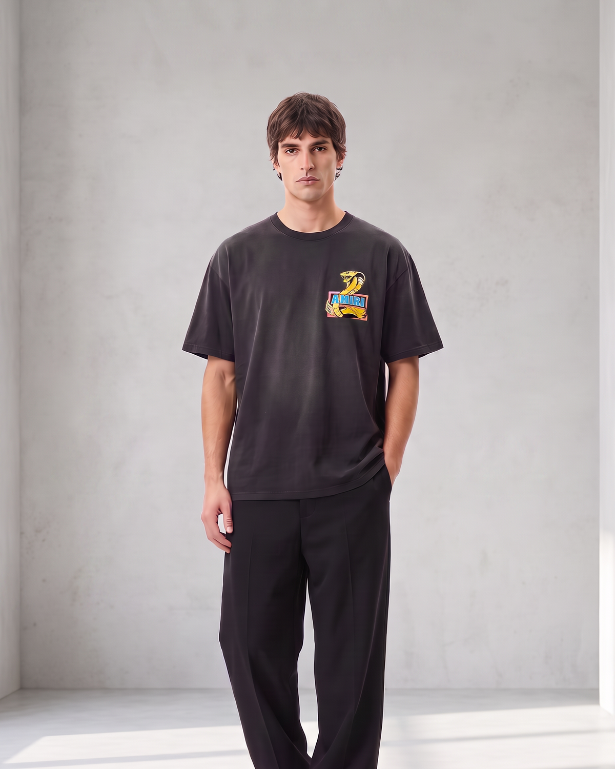 AMIRI Snake Graphic Oversized T-Shirt – Washed Black