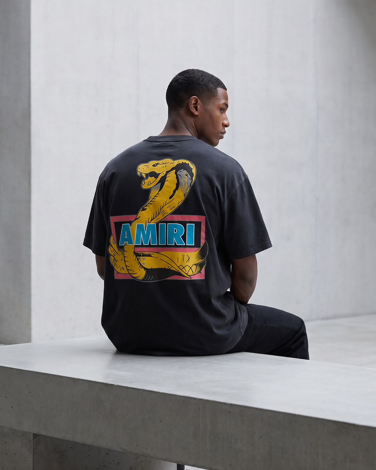 AMIRI Snake Graphic Oversized T-Shirt – Washed Black