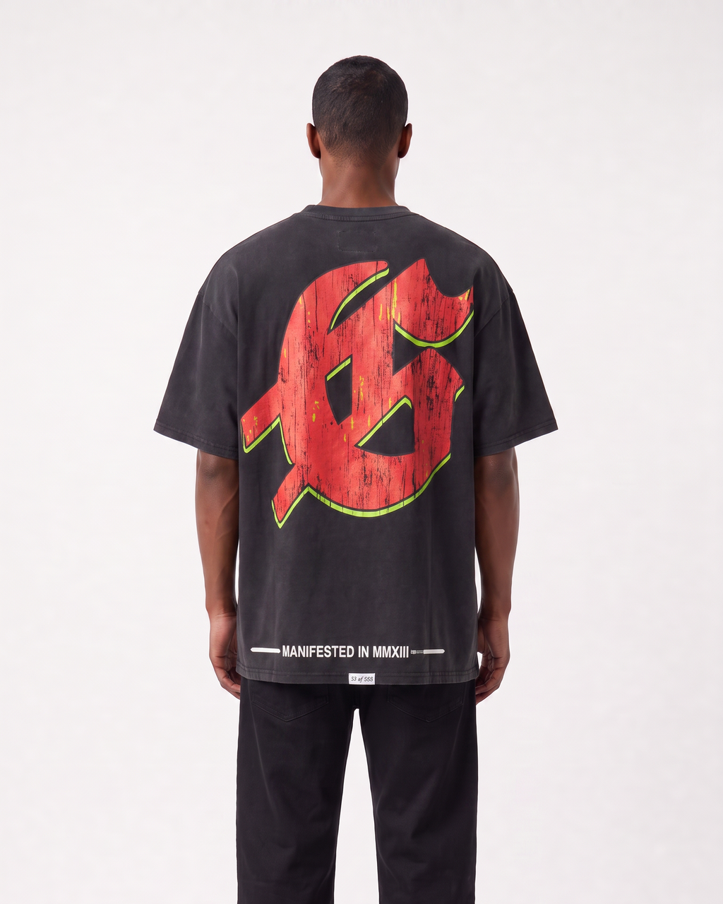 Godspeed Wolf Graphic Oversized T-Shirt – Washed Black
